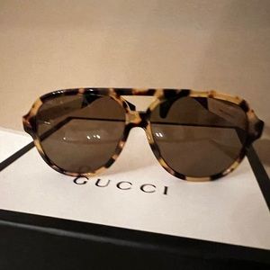 Gucci GG0463S Tortoise/ Havana Aviator Sunglasses